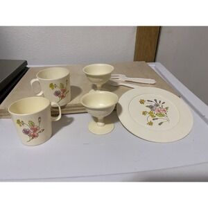 Vintage Plastic Doll Play set Cups And Plate